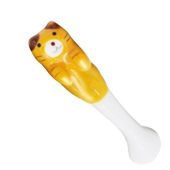 zolta ceramiczna lyzeczka z kotem